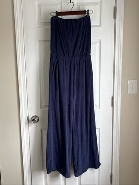 Aerie Navy Strapless Terry Cloth Jumper